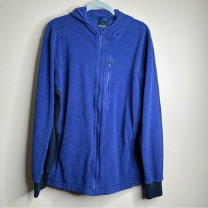 prAna Drey Jacket Blue Full Zip Pockets Fleece Ribbed Cuffs Size XL Hooded